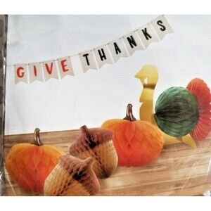 Thanksgiving Decorating Kit "GIVE THANKS" Turkey Acorns Pumpkins +++Celebration